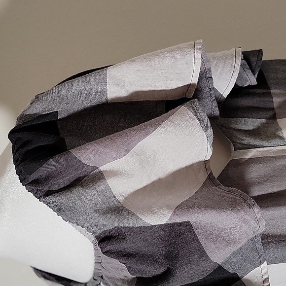 Who What Wear Mini Dress Off The Shoulder Buffalo Plaid Checkered Black White M - Picture 9 of 15